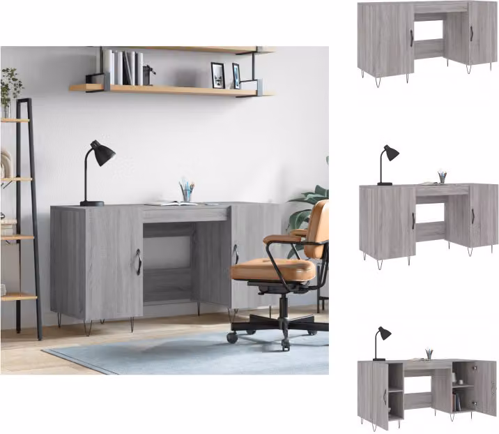 vidaXL Scrivania grigio Sonoma 140x50x75 cm in legno - Scrivanie