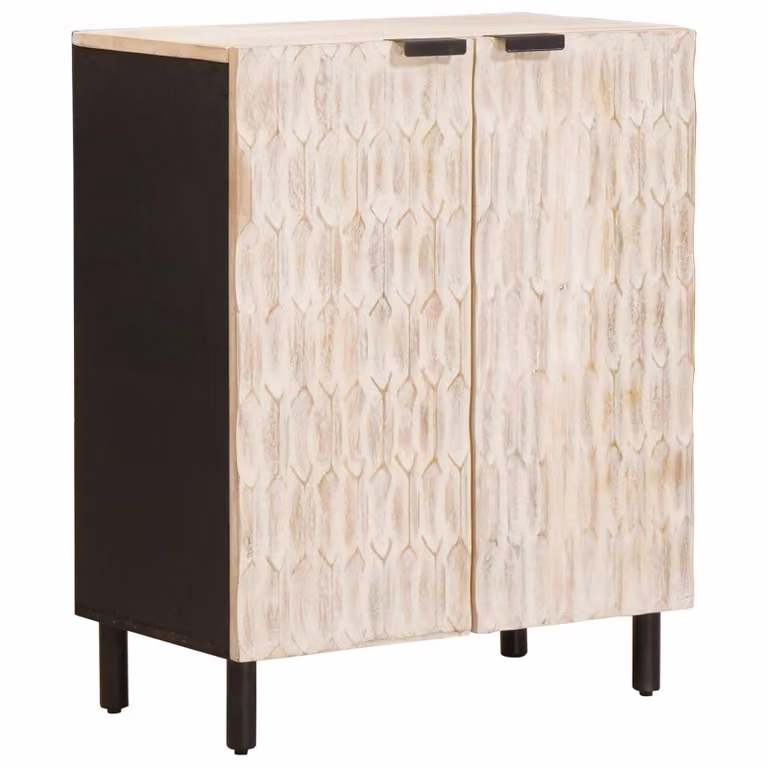 Credenza moderna vidaXL in legno di mango massello e metallo, L: 60 cm, P: 33 cm, H: 75 cm