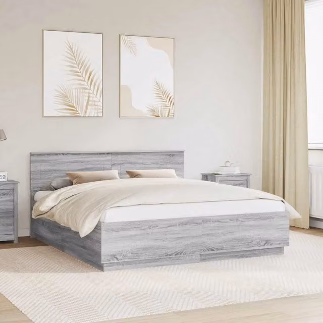 Struttura del letto con strisce LED Grigio Sonoma 200 x 200 cm 3408045
