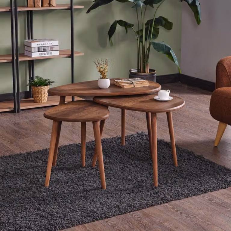 Skye Decor, Alvin - Walnut, Set tavolino, noce, 100 % MDF, 80 x 52 x 50 cm