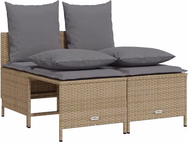 Set Divano da Giardino 4 pz | Set Salotto da Giardino con Cuscini Beige in Polyrattan