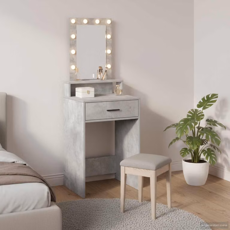vidaXL Tavolo da Trucco Moderno Grigio in MDF, L 50 cm x P 41 cm x H 140 cm