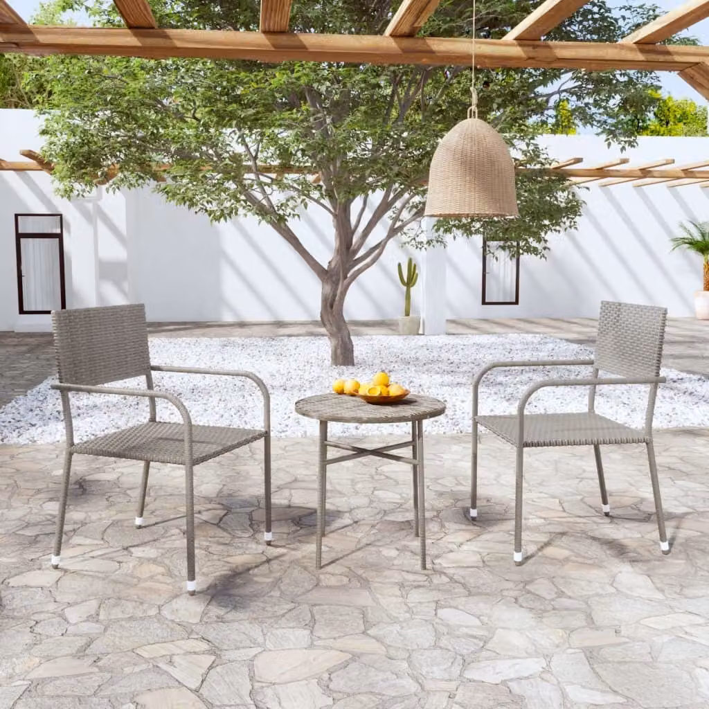 Maison Exclusive - Set da pranzo da giardino 3 pezzi in polyrattan grigio