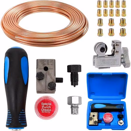 Set universale di raccordi per tubi freno portatile con tubo freno da 7,62 m