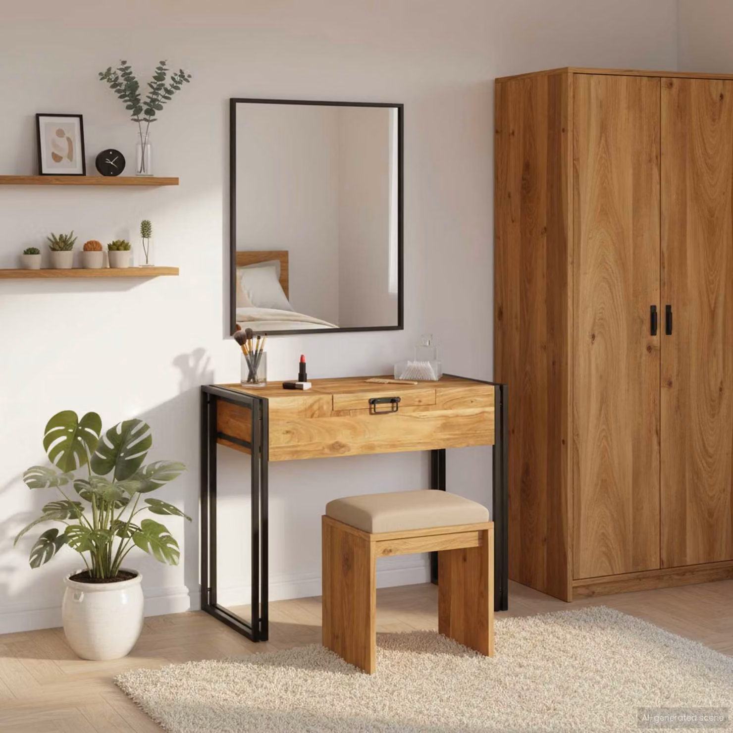 vidaXL Tavolo da trucco in legno di acacia marrone per camera da letto L: 75 cm, P: 50 cm, H: 90 cm