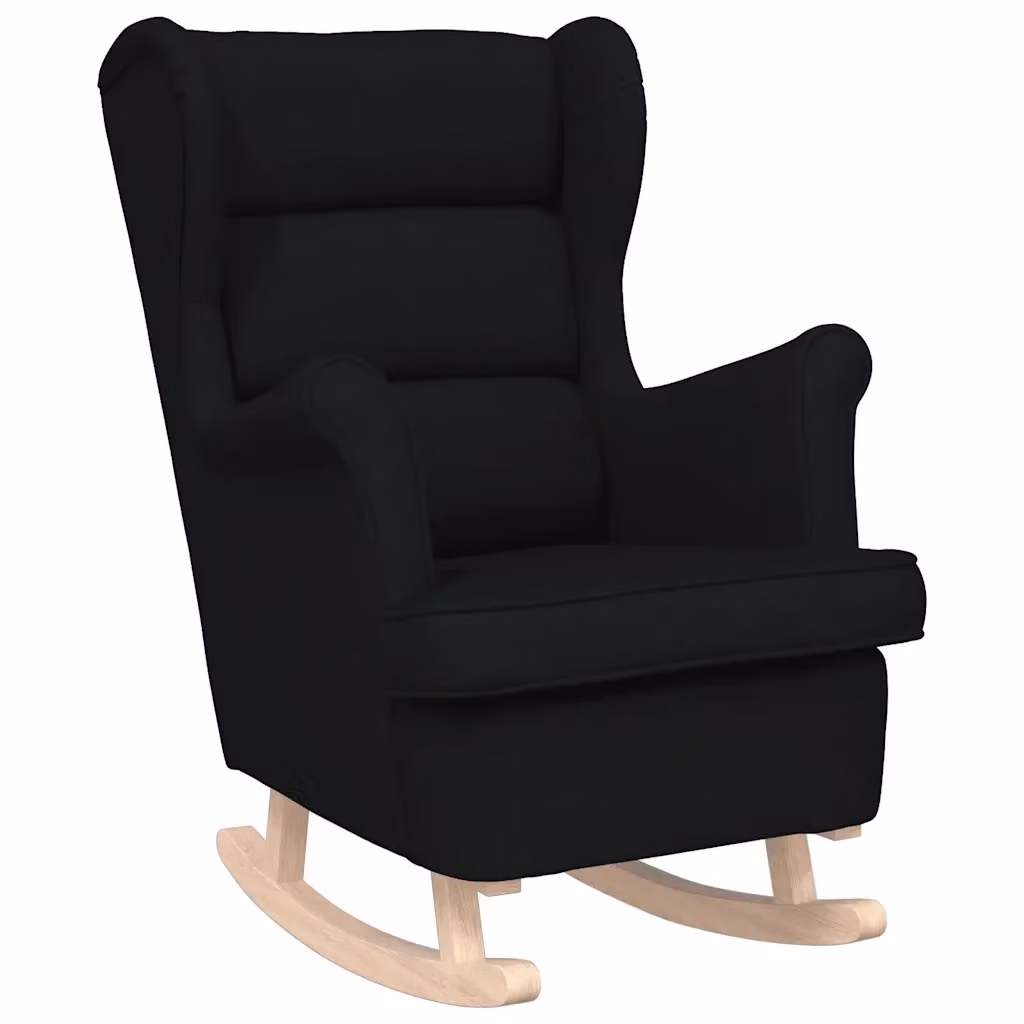 Sedia a Dondolo vidaXL Nera in Tessuto con Braccioli L: 74 cm, P: 90 cm, H: 102 cm – 2