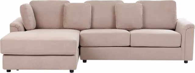Divano angolare BELIANI in tessuto beige con stile moderno e gambe in plastica e legno, configurazione a destra, L 268 cm x P 154 cm x H 86 cm – 1