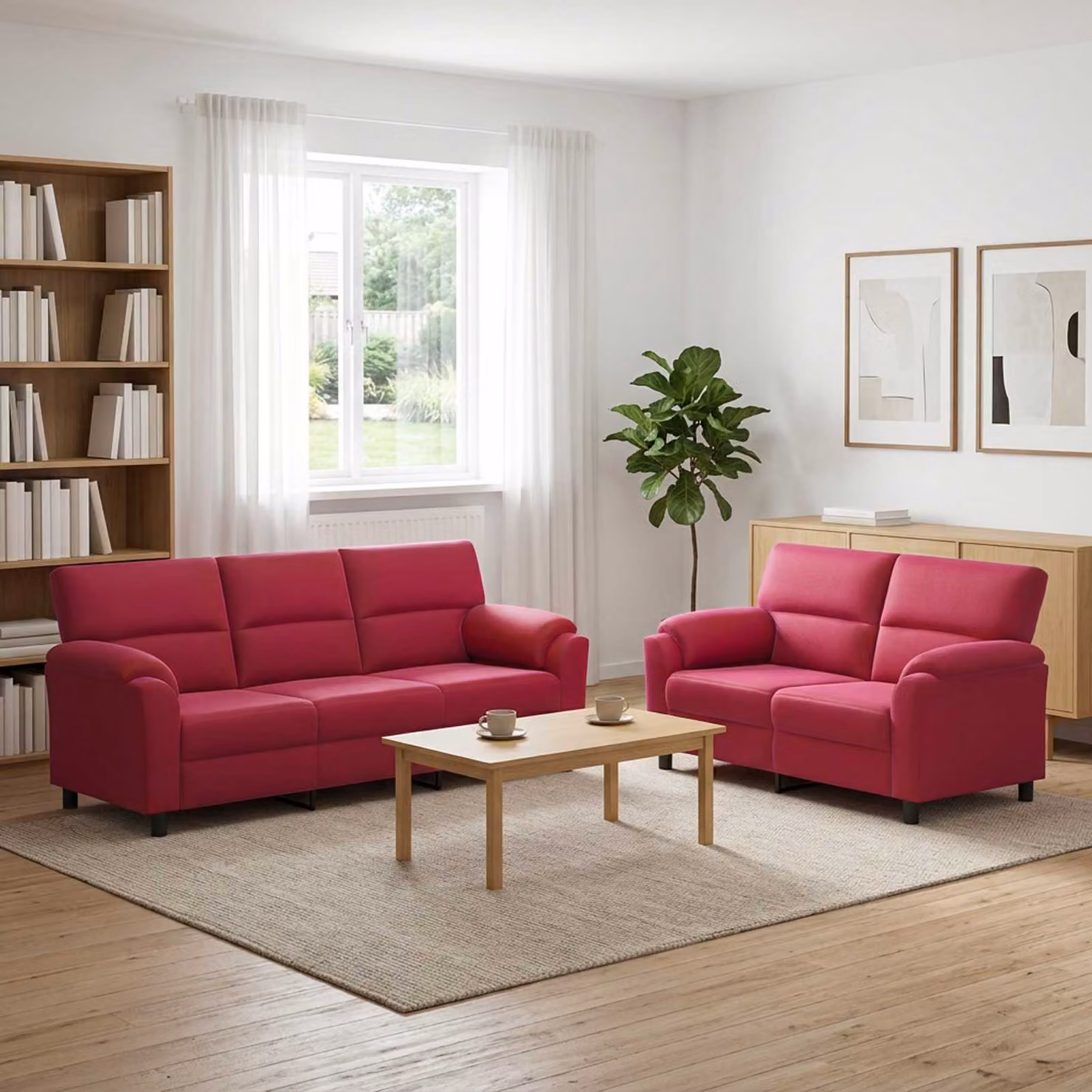 Set di 2 divani moderni vidaXL in velluto rosso vino con struttura in metallo per il tuo soggiorno