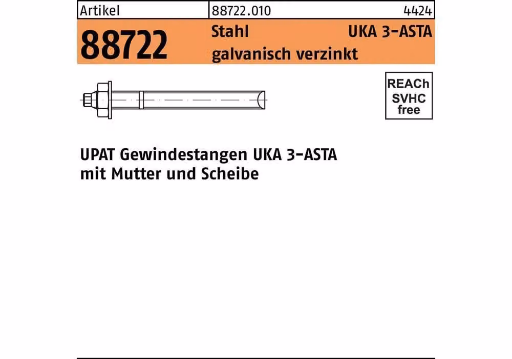 UPAT Asta di ancoraggio ASTA M30x380 galZn