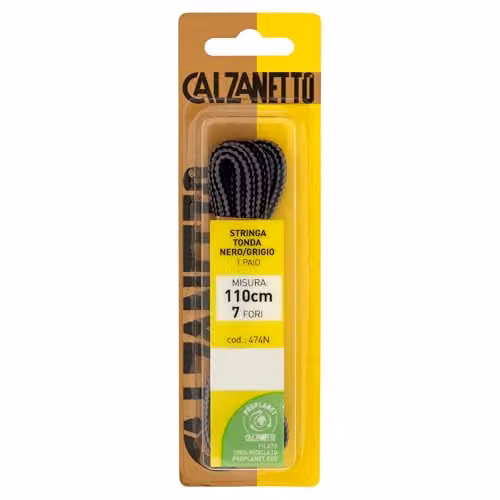 Stringa Sport tonda nero/grigia cm 110 Ebano