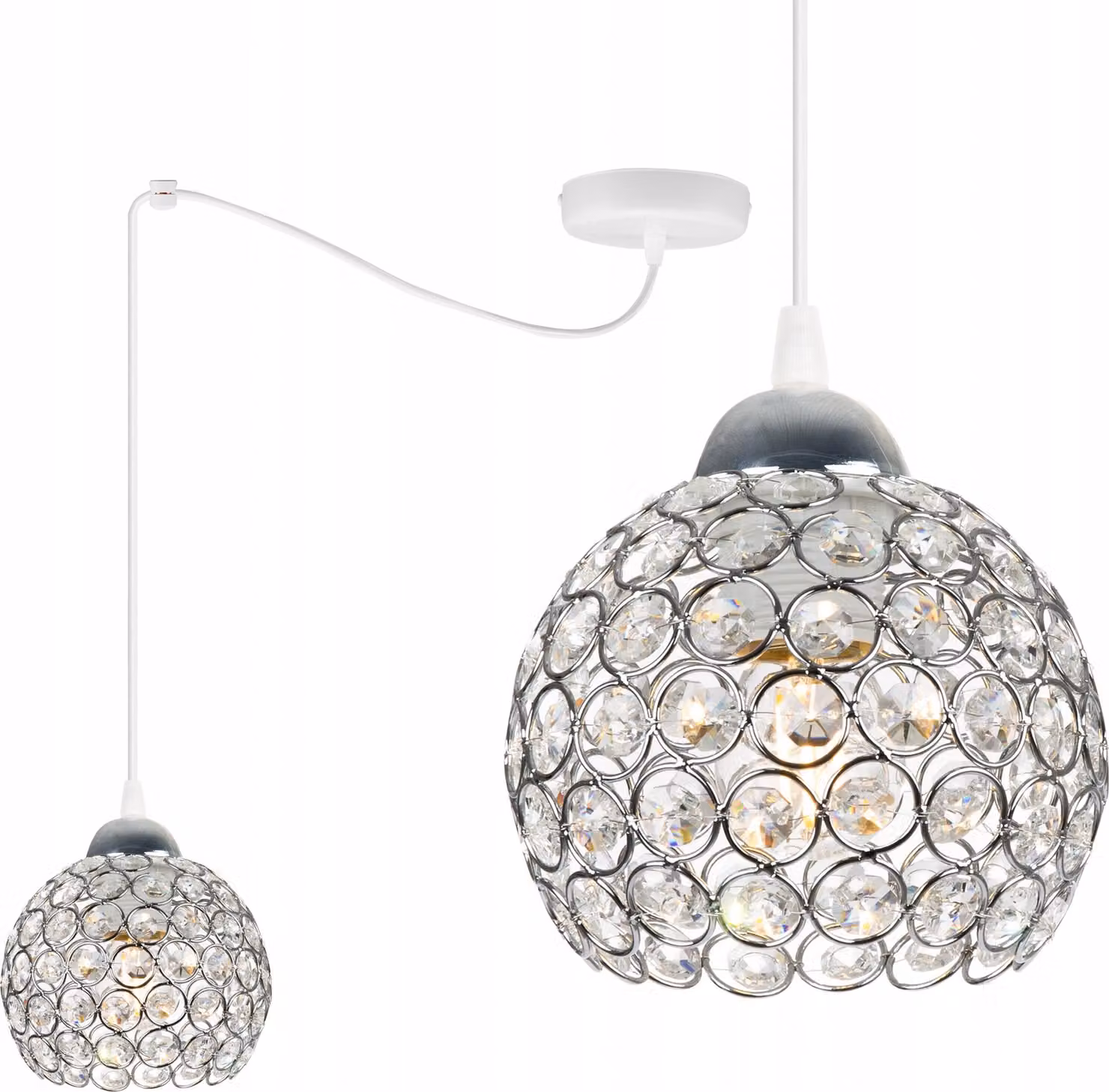 Lampada a sospensione Crystal Spider - lampada a sospensione a forma di ragno - lampada da soffitto - lampada a ragno con 3 teste - lampada a sospensione in metallo e vetro - E27 - cromo