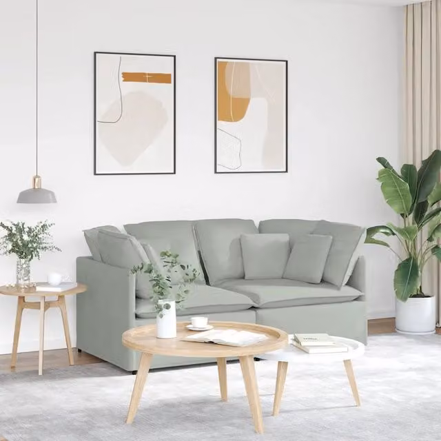 Divano Moderno Modulare vidaXL in Velluto Grigio con Cuscini e Struttura in Metallo
