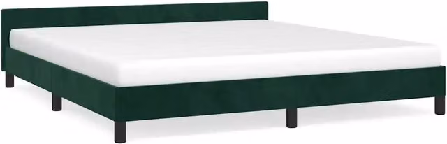 Letto matrimoniale moderno in velluto verde con struttura imbottita e doghe in legno L: 160 cm, P: 200 cm – 1