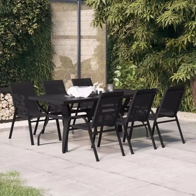 Set da Pranzo da Giardino 7 pz Nero 3095986