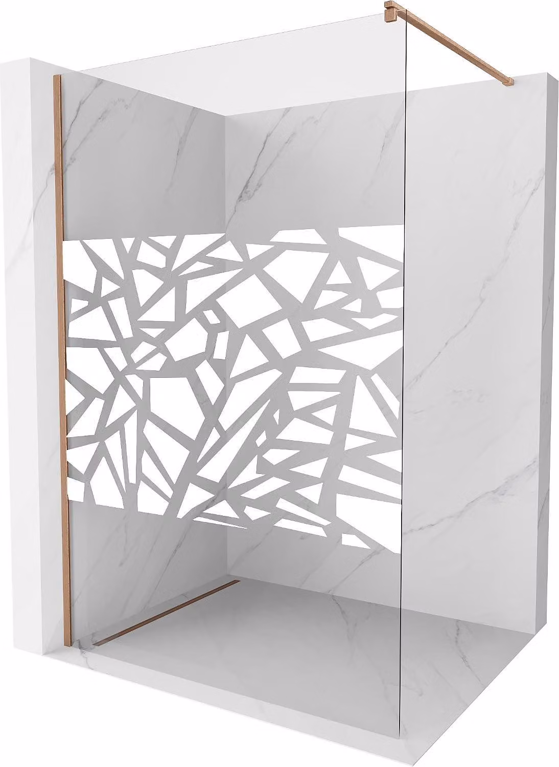 Mexen Kioto parete doccia Walk-in 90 x 200 cm, motivo bianco 8 mm, rame spazzolato - 800-090-101-65-85