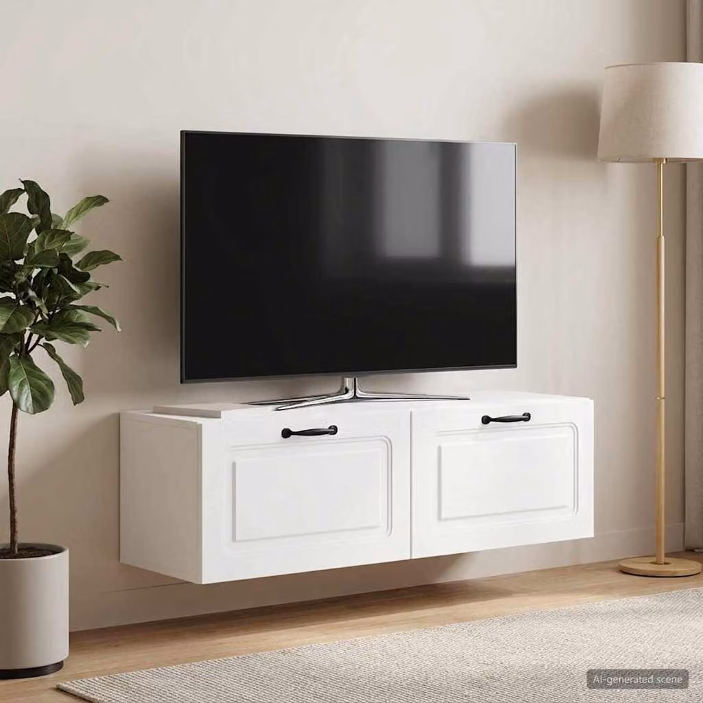 vidaXL Mobile Porta TV da Muro Bianco Moderno in MDF L 98 x P 31 x H 30 cm