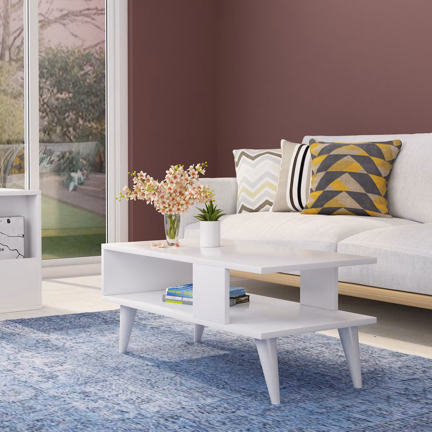 Skye Decor, Ayca - White, tavolini, bianco, truciolato melaminico, 90 x 40 x 45 cm