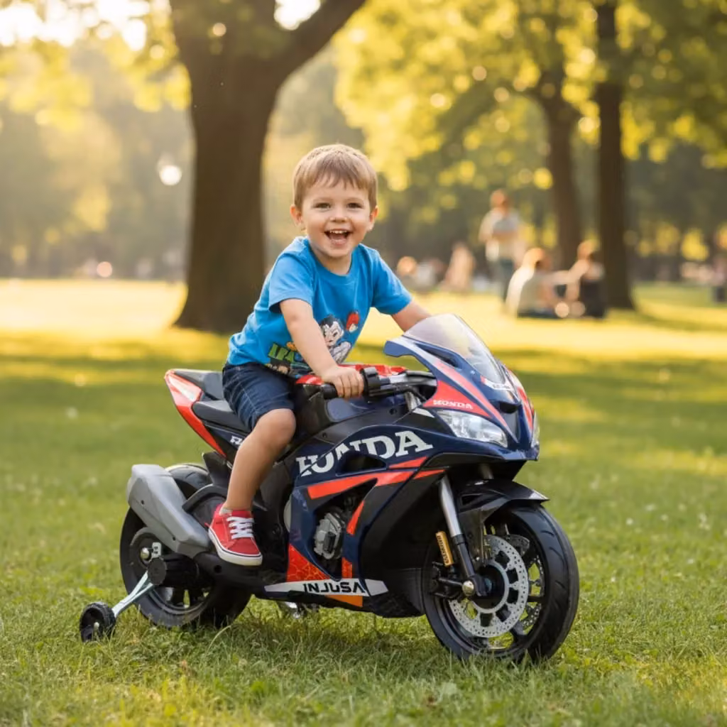 Moto Elettrica Honda Competición 12V per Bambini con Luci e Suoni Blu – 2
