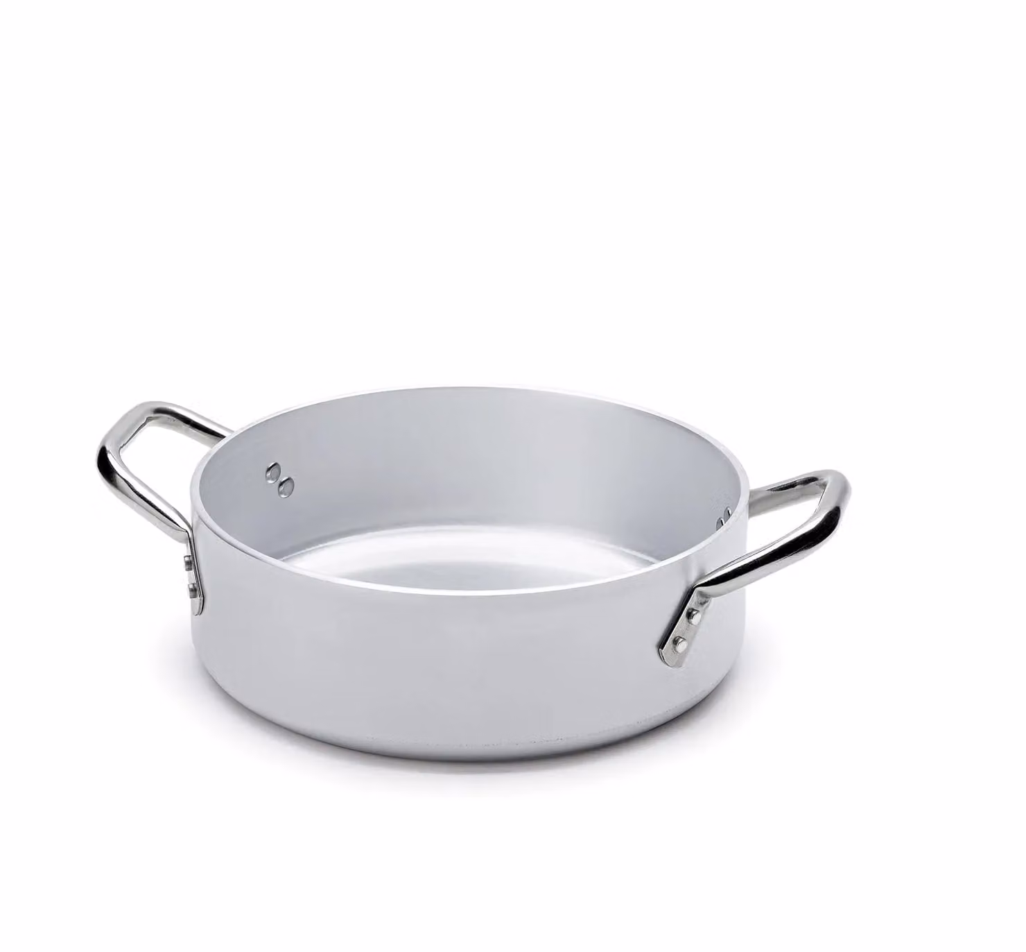 Casseruola bassa in alluminio con due maniglie in acciaio inox, spessore 5 mm, diam. 28cm