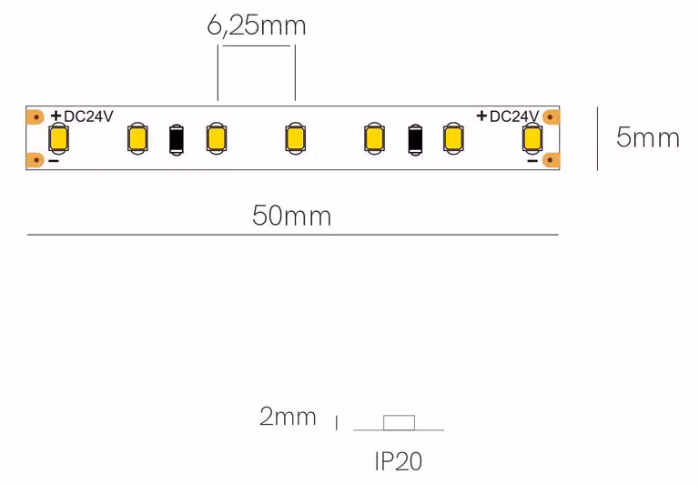 Striscia LED 5 metri Serie Fine 88 24V 12W/m Temperatura Colore 3000K IP20 - Soluzione professionale Beneito & Faure per interni