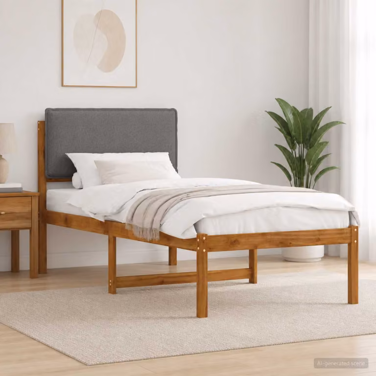 vidaXL Letto con Testiera Rivestita Naturale e Grigio Chiaro