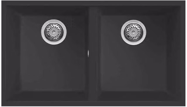 Lavello da incasso sottotop Elleci Quadra 350 a 2 vasche in Granitek Nero L: 76 cm, P: 43,5 cm – 1