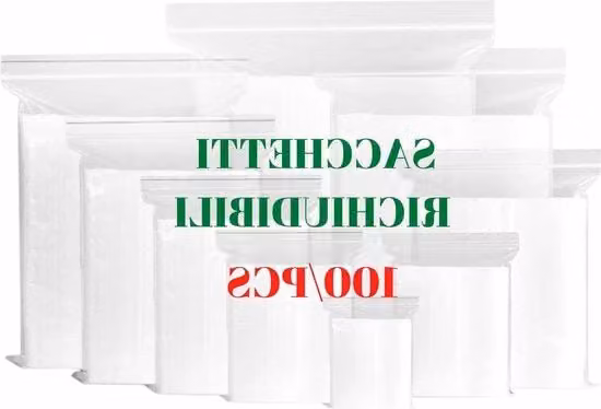 Zakche di plastica trasparenti e impermeabili - adatto per alimenti - con chiusura a ventosa - resistente al freddo - 100 pezzi - 30 x 40 cm