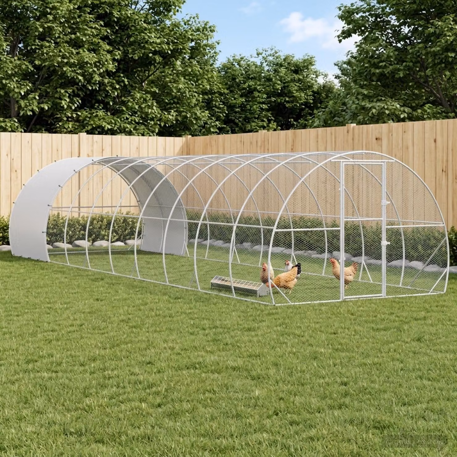 vidaXL Pollaio Argento 1000 x 300 x 200 cm Acciaio zincato