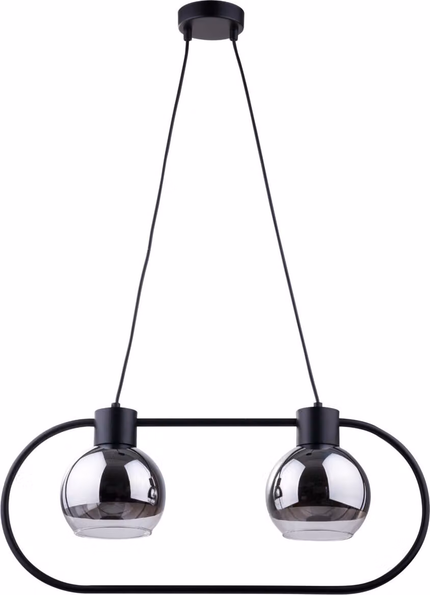 Lampada a sospensione decorativa moderna nera 2 paralumi in vetro argento Linda 2xE27 15W Sigma Lighting