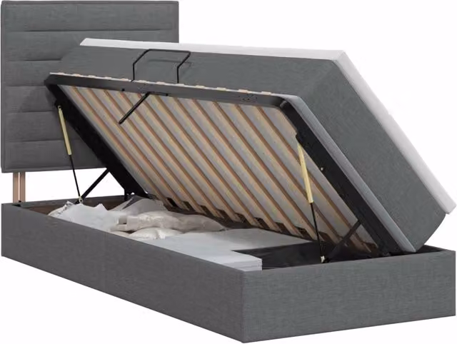 Letto con contenitore e materasso vidaXL in tessuto grigio moderno L: 90 cm, P: 200 cm, H: 140 cm