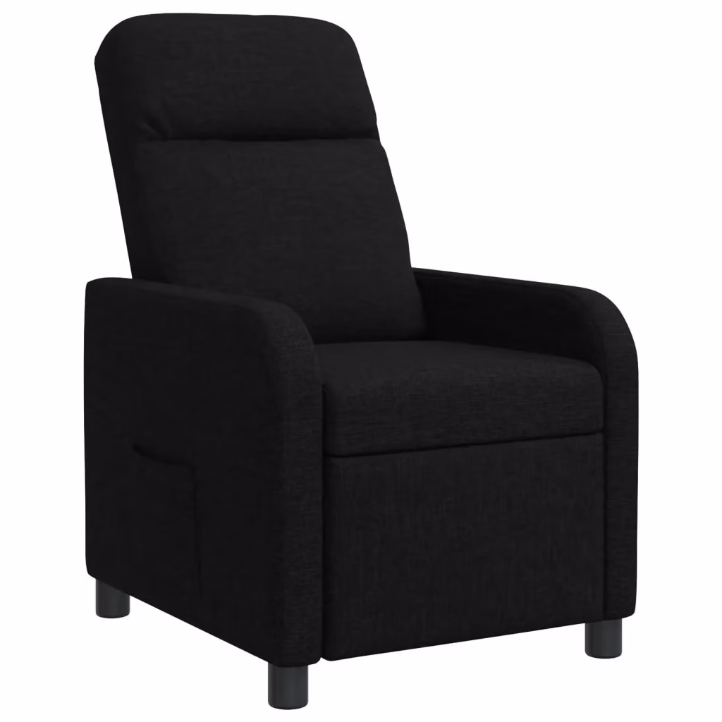 Poltrona reclinabile relax moderna in tessuto nero con braccioli per soggiorno o ufficio – 2