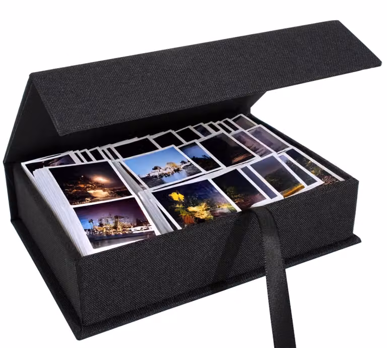 Scatola per la conservazione di foto, capacità per 200 foto (formato 20x25 cm), colore nero