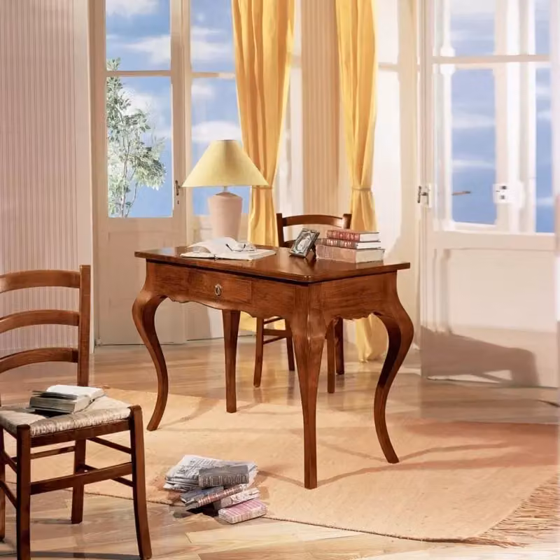 Scrivania sagomata con 1 cassetto in legno Mobili 2G colore noce L: 112 cm, P: 57 cm, H: 80 cm – 3