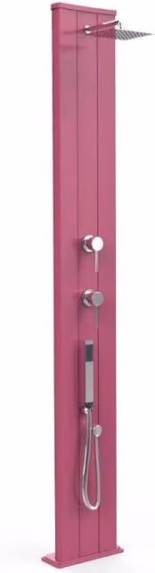 Doccia Solare in Alluminio Dada S Arkema Design Colore Fuxia con Doccetta Estribile e Miscelatore Capacità 40 l