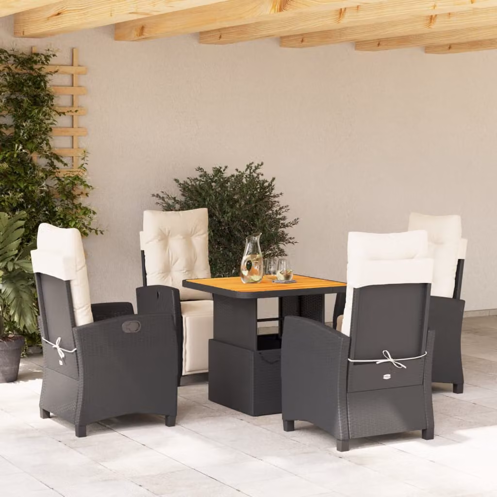 vidaXL Set da Pranzo da Giardino Moderno in Legno di Acacia Oliato e Polyrattan da 5 Pezzi – 1