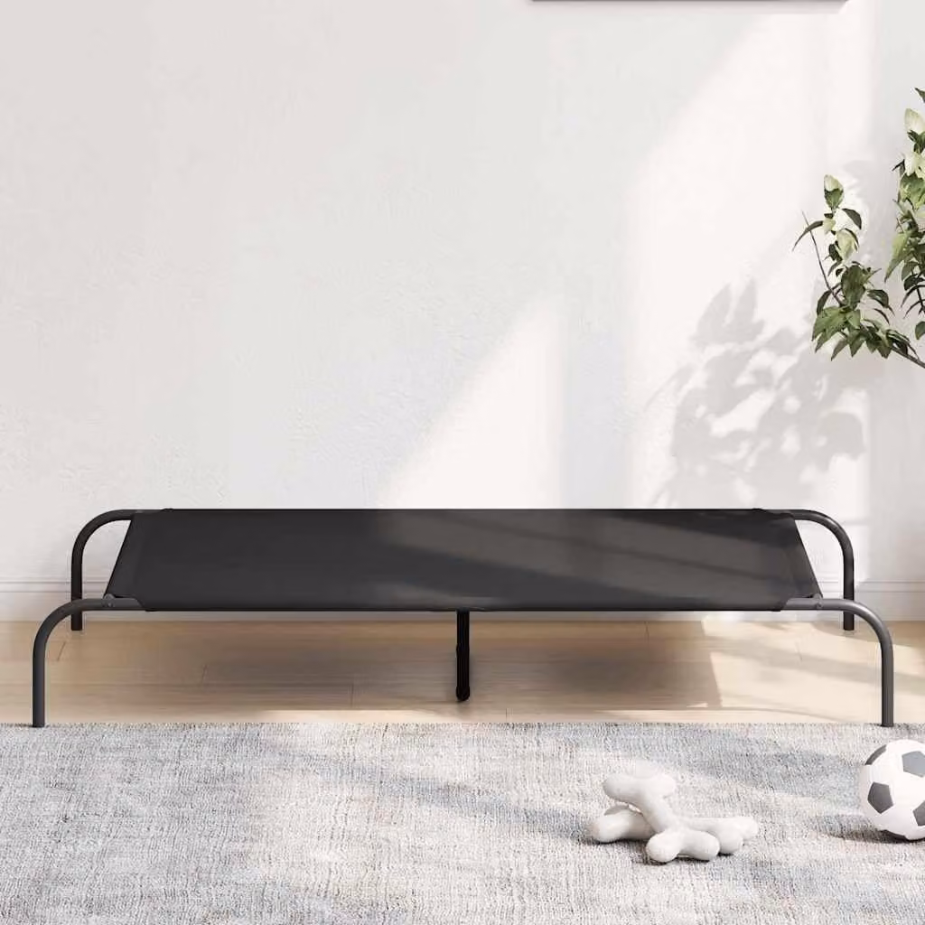 Letto rialzato per cani, per un comfort extra, colore nero, dimensioni 130 x 80 x 20 cm