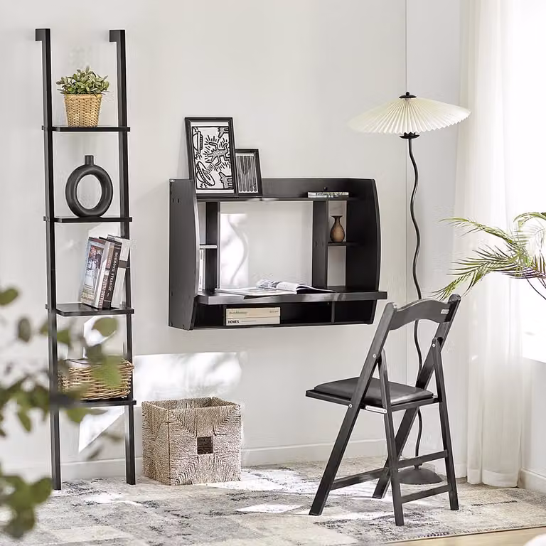 SoBuy Tavolo a muro Spazio di lavoro Nero Moderno FWT18-SCH