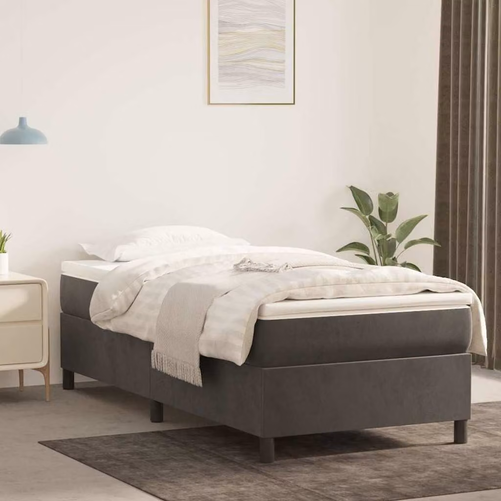 vidaXL Struttura Letto Imbottita in Velluto Grigio con Doghe a Rete a Molle L: 200 cm, P: 100 cm, H: 100 cm