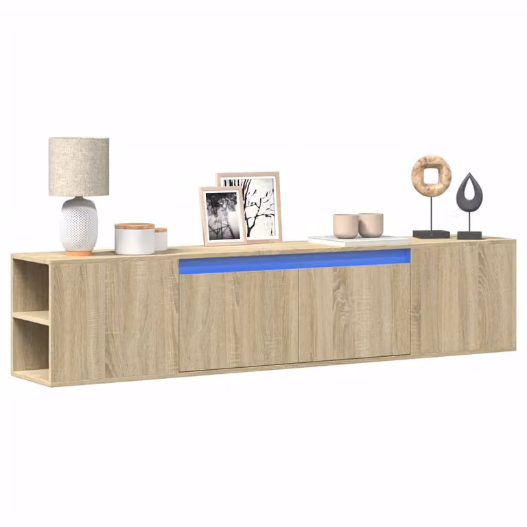 Mobile TV da parete con illuminazione LED vidaXL in Rovere Sonoma, L 180 cm x P 31 cm x H 39,5 cm