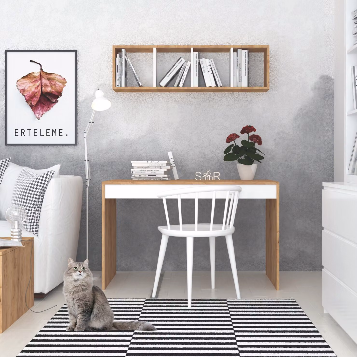 Skye Decor, Ertel, scrivania, rovere, 100% pannelli truciolari rivestiti in melamina, 120 x 60 x 74 cm