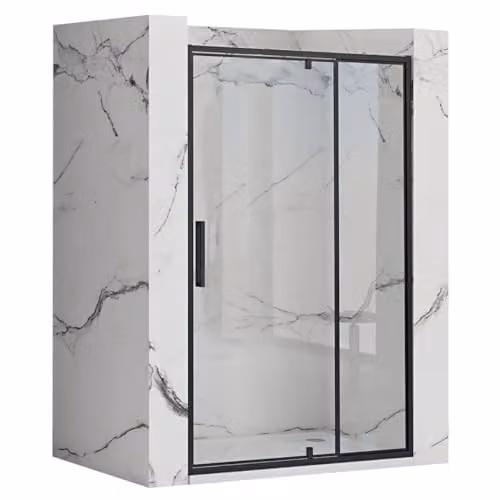 Rea - Rapid Swing 100 Porta Doccia Semiaperta Nera Vetro Di Sicurezza Temperato Trasparente 6 mm (Nero) 2,5x100,5x195cm