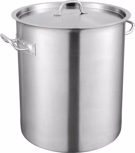 Casseruola per minestre VEVOR in acciaio inossidabile con coperchio e manico, colore argento, Diametro: 35 cm, Altezza: 41 cm