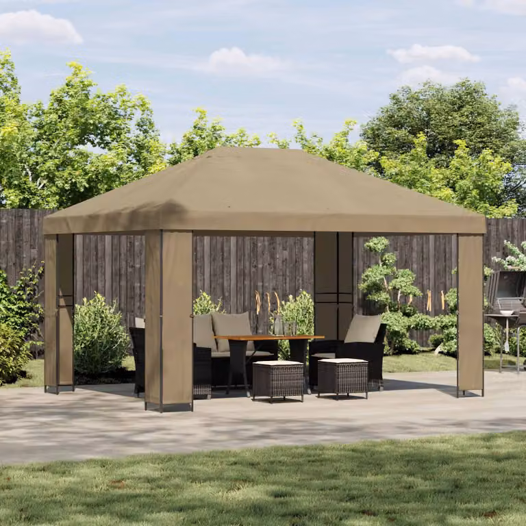 Gazebo vidaXL in acciaio e poliestere beige 4 x 3 m