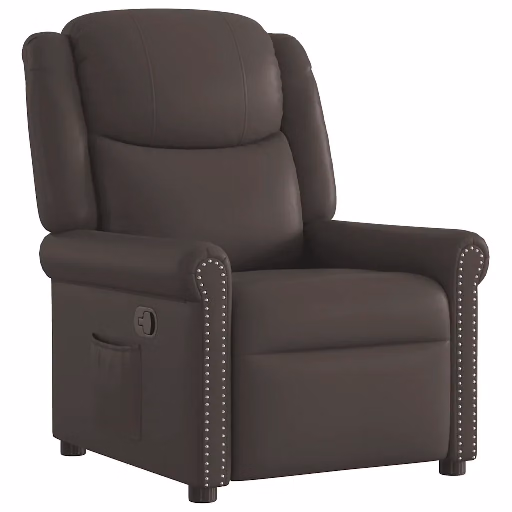 Poltrona reclinabile relax vidaXL in similpelle marrone lucido con braccioli – 2