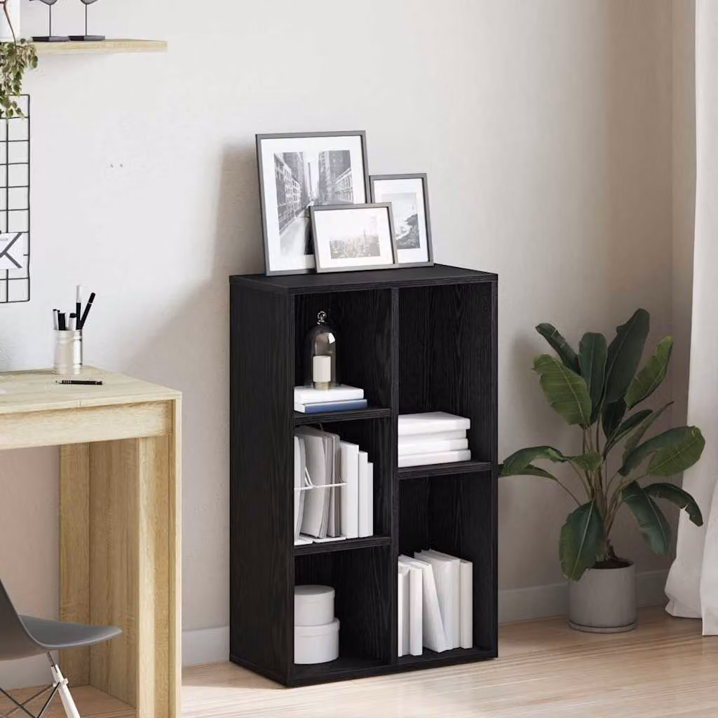 Libreria moderna vidaXL in legno nero con pannello posteriore L 50 cm, P 25 cm, H 80 cm