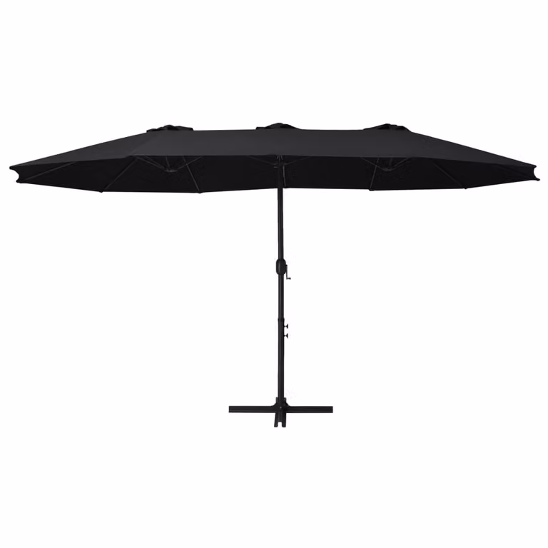 vidaXL Ombrellone con palo in alluminio 460x270 cm nero