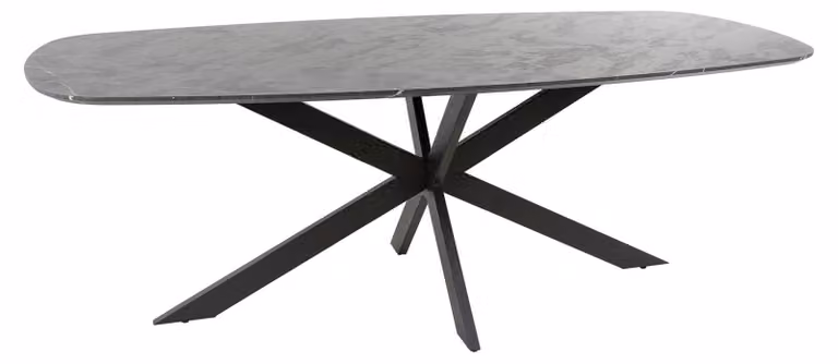 Tavolo da pranzo FURNLUX in marmo onice nero e nero 215 cm / Colore principale: nero / Dimensioni: 215 x 77 x 105 cm