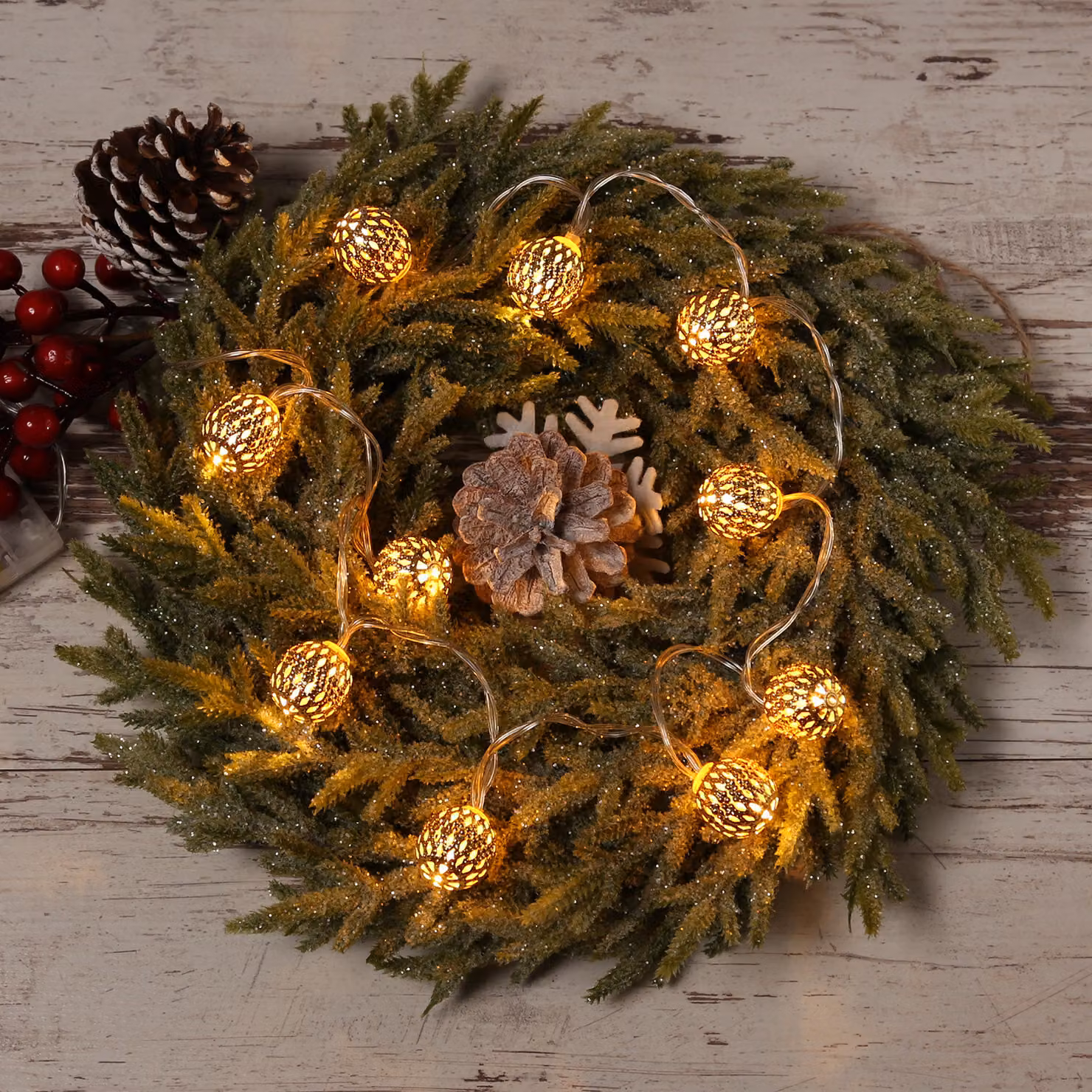 LEX LED, catena luminosa a batteria, colore oro, luci bianche calde