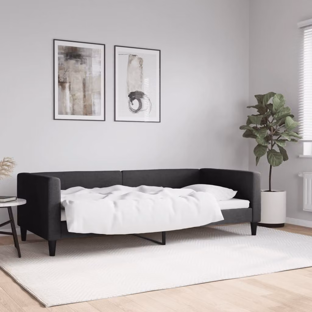 Maison Exclusive - Letto a giorno nero, 90x200 cm, rivestito in tessuto