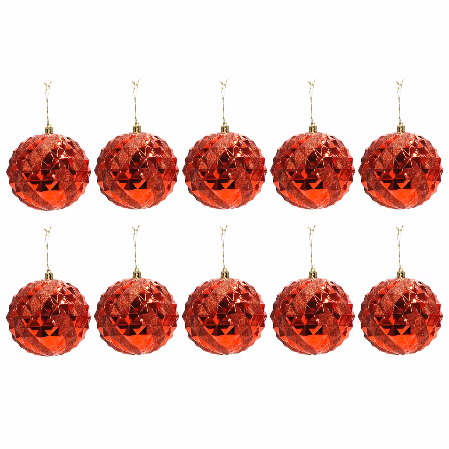 Set di 10 palline di Natale rosse infrangibili Vestiamo Casa, diametro: 6 cm – 2
